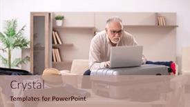  Presentation with old man and his music - Presentation with old-man-preparing-for-trip and a coral colored foreground