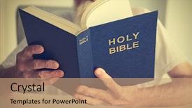  Presentation with old man - PPT theme featuring old man reading the bible background and a coral colored foreground