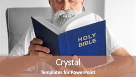  Presentation with old bible - Beautiful slides featuring old man reading the bible backdrop and a coral colored foreground