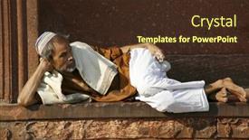  Presentation with masjid - Slides enhanced with old-man-relaxing-at-jama background and a tawny brown colored foreground
