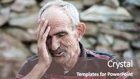  Presentation with alone - Slide deck with old man sitting alone background and a coral colored foreground