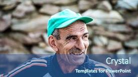  Presentation with alone - Audience pleasing PPT theme consisting of old man sitting alone backdrop and a ocean colored foreground