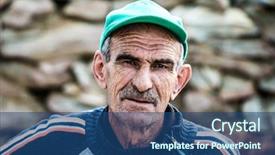  Presentation with poor village - Presentation design consisting of poor village - old man sitting alone background and a ocean colored foreground