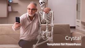  Presentation with old man - Presentation theme having old-man-sitting background and a violet colored foreground