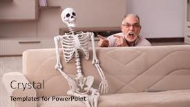  Presentation with old man - Cool new presentation theme with old-man-sitting backdrop and a coral colored foreground