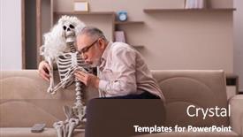  Presentation with old man - Slide deck with old-man-sitting background and a tawny brown colored foreground