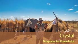  Presentation with hut - Theme featuring old-man-standing-in-front background and a red colored foreground