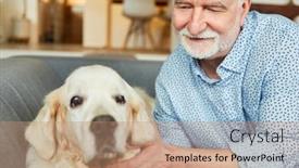  Presentation with old dog - Presentation with old-man-stroking-a-retriever background and a coral colored foreground