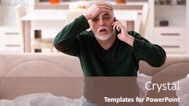  Presentation with old man - Presentation theme having old-man-suffering-at-home background and a violet colored foreground