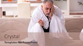  Presentation with old man - PPT theme having old-man-suffering-at-home background and a coral colored foreground