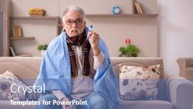  Presentation with old man - Slide deck having old-man-suffering-at-home background and a  colored foreground