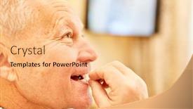  Presentation with senior citizen - Presentation consisting of old-man-takes-a-tablet background and a coral colored foreground