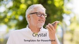  Presentation with recorder - Cool new theme with old man using voice command backdrop and a coral colored foreground