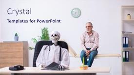  Presentation with radiologist - Audience pleasing theme consisting of old-man-visiting-dead-doctor backdrop and a sky blue colored foreground