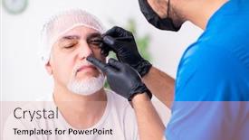  Presentation with old man - Slide deck with old-man-visiting-male-doctor background and a coral colored foreground