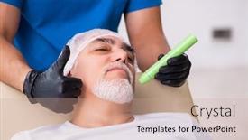  Presentation with surgery - Cool new PPT layouts with old-man-visiting-male-doctor backdrop and a coral colored foreground