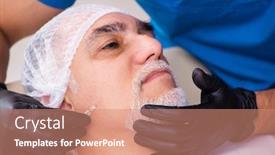  Presentation with plastic surgery - Slide deck having old-man-visiting-male-doctor background and a coral colored foreground