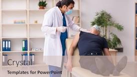  Presentation with old man - Amazing presentation design having old-man-visiting-young-doctor backdrop and a soft green colored foreground