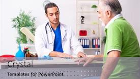  Presentation with gastroenterologist - Cool new presentation design with old-man-visiting-young-male backdrop and a light gray colored foreground