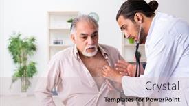  Presentation with old young - Presentation theme consisting of old-man-visiting-young-male background and a soft green colored foreground