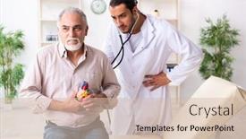  Presentation with cardiologist - Colorful presentation theme enhanced with old-man-visiting-young-male backdrop and a soft green colored foreground