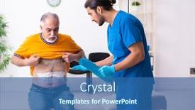  Presentation with old man - Amazing slides having old-man-visiting-young-male backdrop and a ocean colored foreground