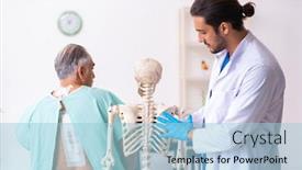  Presentation with old young - Slide deck consisting of old-man-visiting-young-male background and a light blue colored foreground