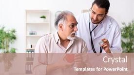  Presentation with cardiologist - Beautiful theme featuring old-man-visiting-young-male backdrop and a coral colored foreground