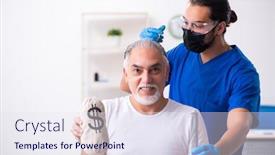  Presentation with old man - Presentation featuring old-man-visiting-young-male background and a sky blue colored foreground