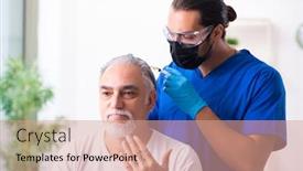  Presentation with old man and music - Cool new presentation design with old-man-visiting-young-male backdrop and a coral colored foreground