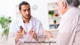  Presentation with cardiologist - Cool new PPT layouts with old-man-visiting-young-male backdrop and a lemonade colored foreground