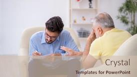  Presentation with old man - PPT layouts with old-man-visiting-young-male background and a soft green colored foreground