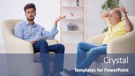  Presentation with old man - Presentation theme with old-man-visiting-young-male background and a  colored foreground