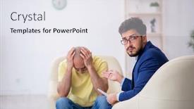  Presentation with old man - PPT theme featuring old-man-visiting-young-male background and a  colored foreground