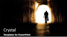  Presentation with old man - Amazing slide deck having old-man-walking-through-tunnel backdrop and a black colored foreground