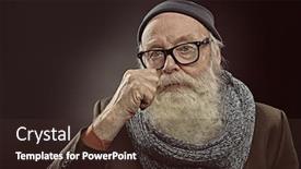  Presentation with old man - Colorful presentation theme enhanced with old-man-with-a-long backdrop and a tawny brown colored foreground