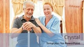 Presentation with geriatric - PPT layouts consisting of old-man-with-crutch background and a light blue colored foreground