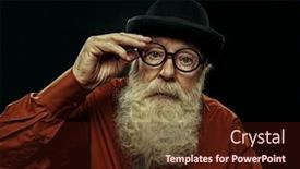  Presentation with old man - Presentation theme enhanced with old-man-with-long-white background and a wine colored foreground