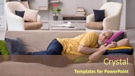  Presentation with old man - Presentation design enhanced with old-man-with-many-pillows background and a coral colored foreground