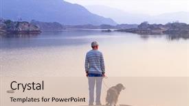  Presentation with old dog - Cool new slides with natural outdoor of a restaurant backdrop and a light gray colored foreground.