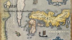  Presentation with old map - PPT theme featuring old map of japan background and a light gray colored foreground