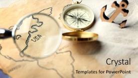  Presentation with old map - Slides with anchors compass - view at old map background and a lemonade colored foreground