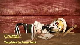  Presentation with clown - Amazing slide deck having old marionette with its face backdrop and a tawny brown colored foreground