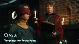  Presentation with witchcraft - Presentation theme having old-mature-gypsy-fortune-teller background and a wine colored foreground