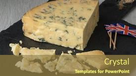  Presentation with blue cheese - Beautiful PPT theme featuring old mature wedge of british blue stilton cheese and pieces backdrop and a tawny brown colored foreground