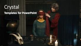  Presentation with ritual - Slide deck with old-mature-witch-sorceress-holding background and a  colored foreground