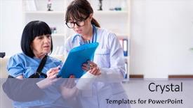  Presentation with incident - Cool new PPT layouts with old mature woman after incident backdrop and a light blue colored foreground