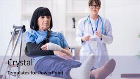  Presentation with incident - Slides enhanced with old mature woman after incident background and a  colored foreground