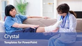  Presentation with incident - PPT layouts with old mature woman after incident background and a ocean colored foreground