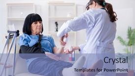  Presentation with incident - Slides with old mature woman after incident background and a  colored foreground